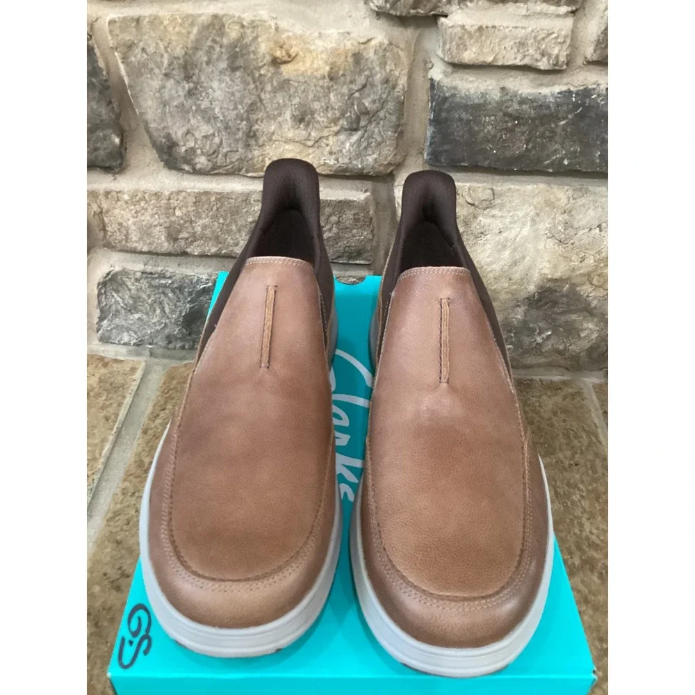 Clarks Mullan Step Mens Tan Combi Leather Slip On Loafers 11.5 M 261873867105